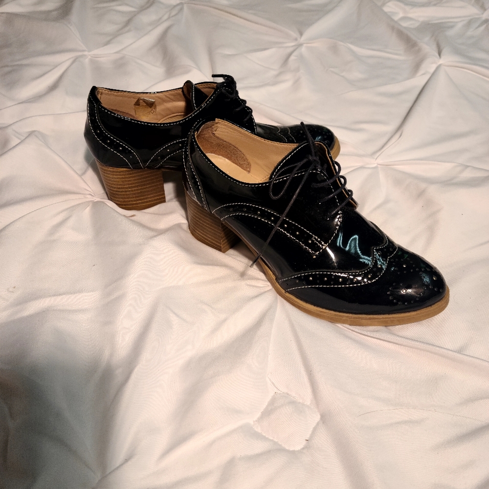 Black patten leather shoes